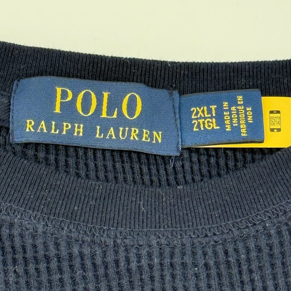Polo Ralph Lauren Waffle Knit Thermal Long Sleeve Shirt Mens 2XLT Navy Blue
